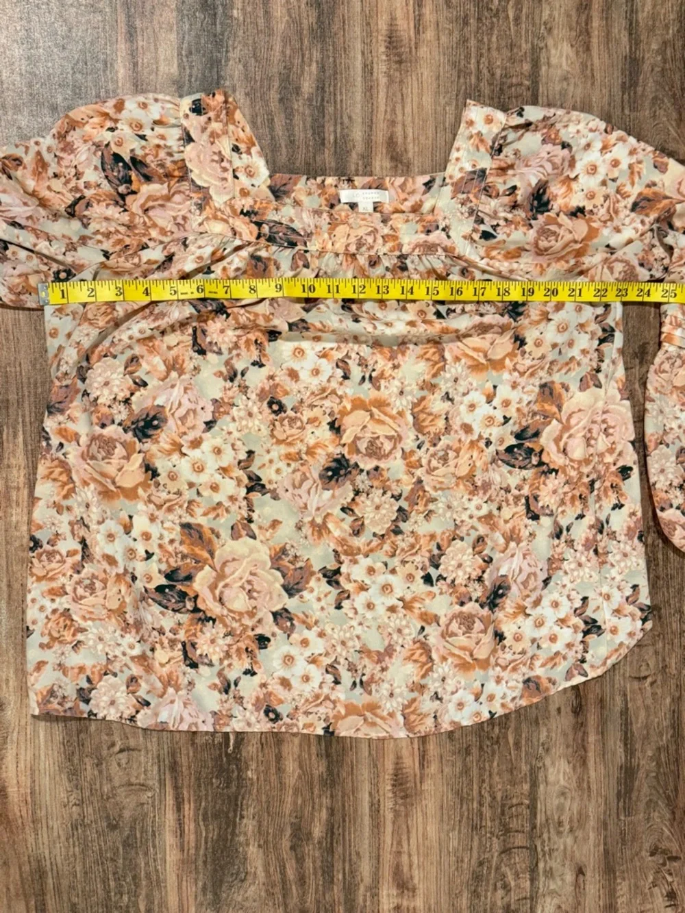 LC Lauren Conrad Peach Floral Square-Neck Blouse - Picture 6 of 10